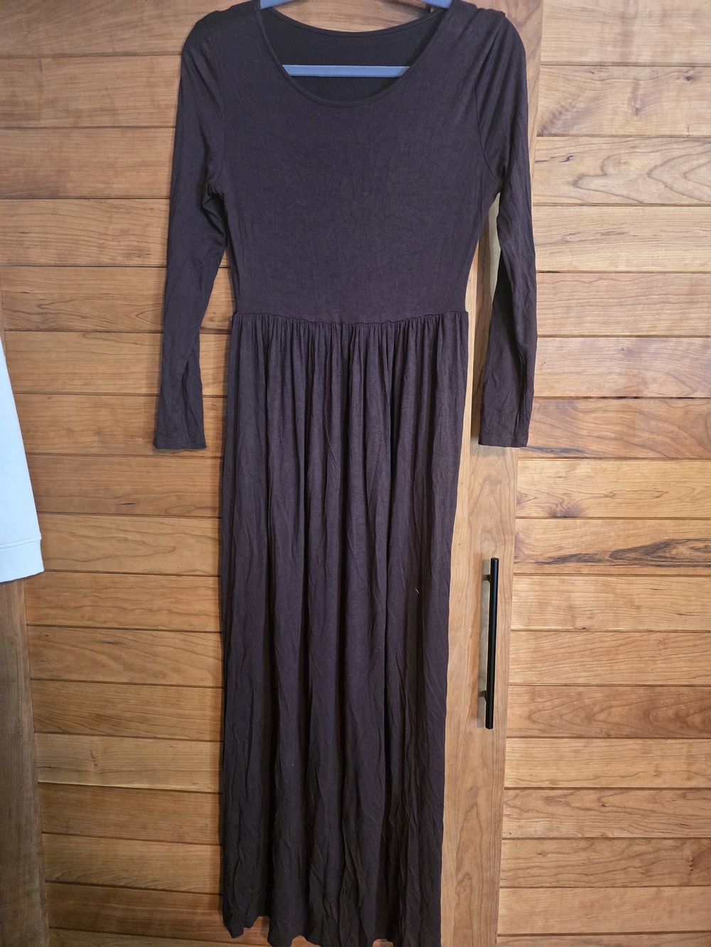 Amazon Brown Long Sleeve Maxi Dress - Scoop Neck